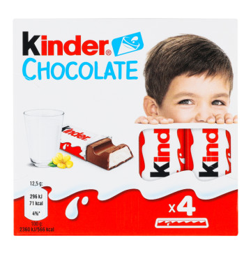 Шоколад молочний з молочною начинкою Chocolate Kinder к/у 4х12.5г