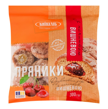 Пряники з начинкою вишневою Фруктовий сад Київхліб м/у 300г