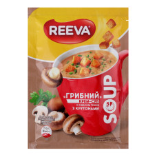 Крем-суп швидкого приготування зі смаком грибів з крутонами Грибний Reeva м/у 15.5г