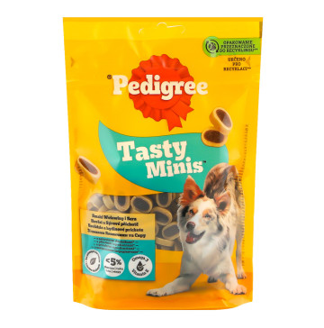 Корм сухий додатковий для дорослих собак З яловичиною та сиром Tasty minis Pedigree д/п 140г