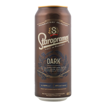 Пиво темне пастеризоване Dark Staropramen 4.4% з/б 480мл