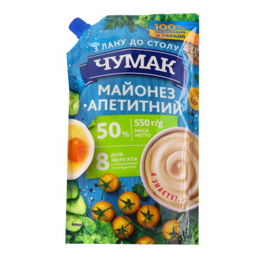 Майонез 50% Апетитний Чумак д/п 550г