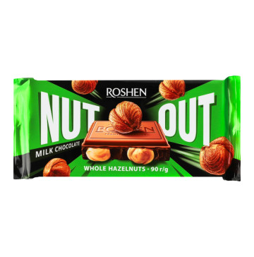 Шоколад молочний Whole Hazelnuts Nut Out Roshen м/у 90г