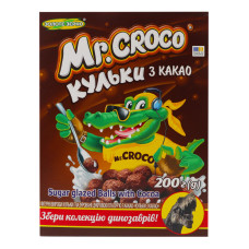 Сніданки сухі глазуровані цукровою глазур'ю Кульки з какао Mr. Croco к/у 200г