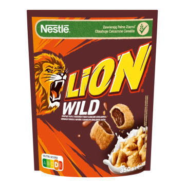 Сніданок сухий злакові подушечки з шоколадом з вітамінами та залізом Wild Lion д/п 350г