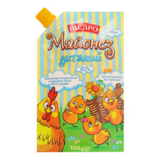 Майонез 67% Дитячий Щедро д/п 190г Майонез 67% Дитячий Щедро д/п 190г