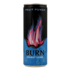 Напій енергетичний безалкогольний сильногазований Fruit Punch Burn з/б 250мл