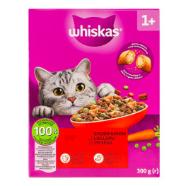 Корм сухий повнораціонний для дорослих котів З яловичиною Whiskas к/у 300г