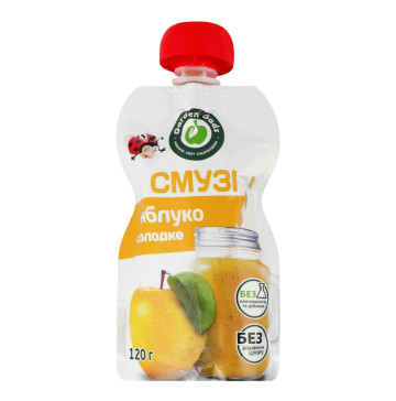 Пюре фруктове гомогенізоване стерилізоване Смузі яблуко солодке Garden Gadz д/п 120г Пюре фруктове гомогенізоване стерилізоване Смузі яблуко солодке Garden Gadz д/п 120г