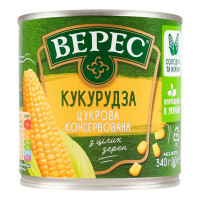 Кукурудза цукрова консервована стерилізована вакуумована з цілих зерен Верес з/б 340г