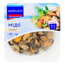 Мідії в розсолі Norven лоток 170г