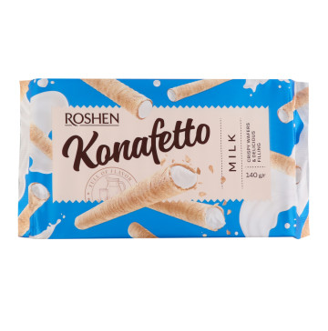 Трубочки вафельні з молочною начинкою Konafetto Roshen м/у 140г