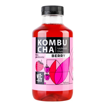 Напій бродіння фільтрований непастеризований Kombucha Berry Vit-Fit п/пл 0.5л