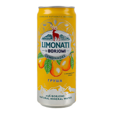 Напій безалкогольний сильногазований соковий пастеризований Груша Limonati Borjomi з/б 330мл