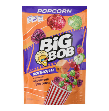Попкорн у карамелі Фруктові пригоди Big Bob д/п 85г