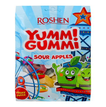 Цукерки желейні Sour apples Yummi Gummi Roshen м/у 165г