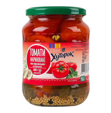 Томати мариновані По-херсонськи Хуторок с/б 680г