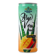 Напій безалкогольний негазований з ароматом манго Aloe vera Bisan Drinks з/б 250мл