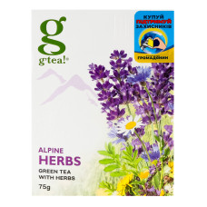 Чай зелений байховий листовий з травами Alpine herbs G'tea! к/у 75г