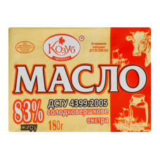 Масло 83% солодковершкове Екстра Козуб продукт м/у 180г