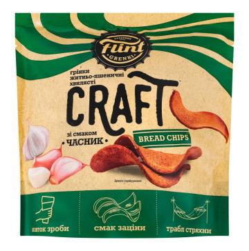 Грінки житньо-пшеничні хвилясті Часник Craft Bread chips Flint д/п 80г
