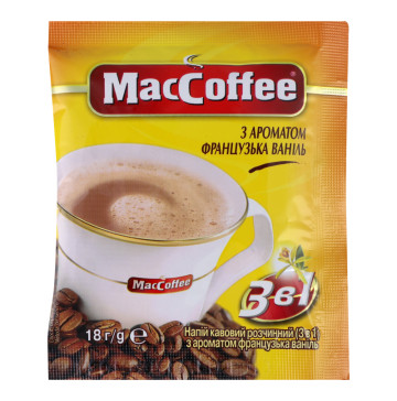 Напій кавовий розчинний з ароматом французька ваніль 3в1 MacCoffee м/у 18г
