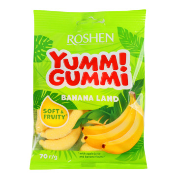 Цукерки желейні зі смаком банану Banana Land Yummi Gummi Roshen м/у 70г