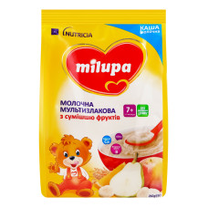 Каша молочна для дітей від 7міс суха мультизлакова з сумішшю фруктів Milupa м/у 210г
