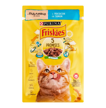 Корм консервований для дорослих котів з лососем в підливі Friskies м/у 85г