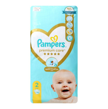 Підгузники для дітей 4-8кг 2 Premium Care Pampers 46шт