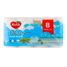 Папір туалетний 3-х шаровий Pure White Deluxe Ruta 8шт