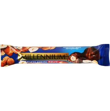 Шоколад молочний з начинкою та цілими горіхами Golden Nut Millennium м/у 40г