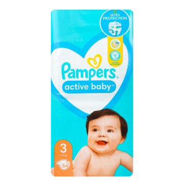 Підгузники для дітей 6-10кг 3 Active Baby Pampers 54шт