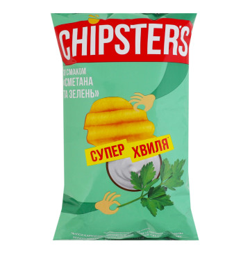 Чипси картопляні хвилясті Сметана та зелень Chipster's м/у 95г