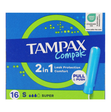 Тампони гігієнічні з аплікатором Super Compak Tampax 16шт