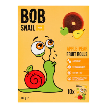 Цукерки фруктові натуральні Яблуко-груша Roll Bob Snail к/у 10х10г