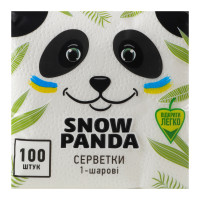 Серветки паперові столові одношарові білі Snow Panda 100шт