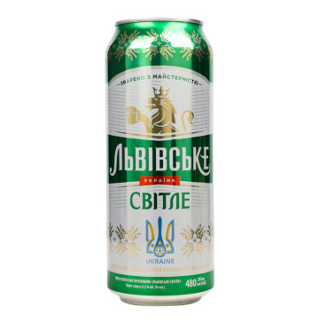 Пиво 480мл 4.3% світле пастеризоване Львівське з/б