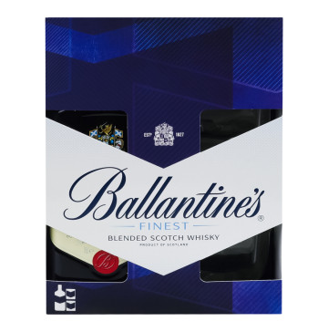 Набір подарунковий Віскі 0.7л 40% шотландське Finest + 2 склянки Tumbler Ballantine's к/у 1шт
