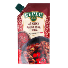 Аджика традиційна нестерилізована Кавказька гостра Верес д/п 130г Аджика традиційна нестерилізована Кавказька гостра Верес д/п 130г