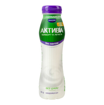 Біфідойогурт 0.9% безлактозний без доданого цукру з біфідобактеріями Actiregularis Активіа п/пл 260г
