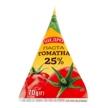 Паста томатна 25% стерилізована Щедро в/с т/п 70г