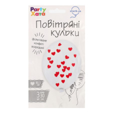 Набір кульок латексних з конфеті №1111-5581 Серця червоні Party Хата 3шт