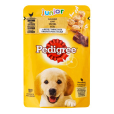 Корм консервований повнораціонний для цуценят З куркою в желе Junior Pedigree д/п 100г