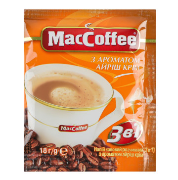Напій кавовий розчинний з ароматом айріш крім MacCoffee 3в1 м/у 18г