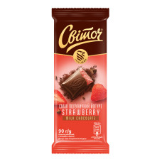 Шоколад молочний з начинкою Десерт смак полуничного йогурту Світоч м/у 90г Шоколад молочний з начинкою Десерт смак полуничного йогурту Світоч м/у 90г