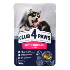 Корм консервований повнораціонний для цуценят З куркою в желе Premium Club 4 Paws д/п 100г