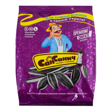 Насіння соняшника смажене солоне Преміум смугасте Сан Санич м/у 100г