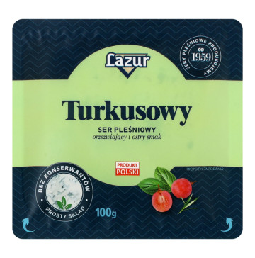 Сир 50% з пліснявою Бірюзовий Lazur лоток 0.1кг