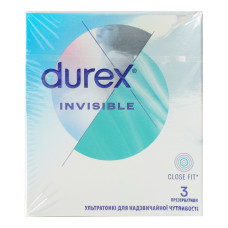 Презервативи латексні з силіконовою змазкою Invisible Durex 3шт Презервативи латексні з силіконовою змазкою Invisible Durex 3шт